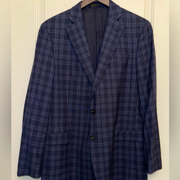 Brooks Brothers Navy Plaid Fitzgerald Fit Blazer - Picture 1 of 6